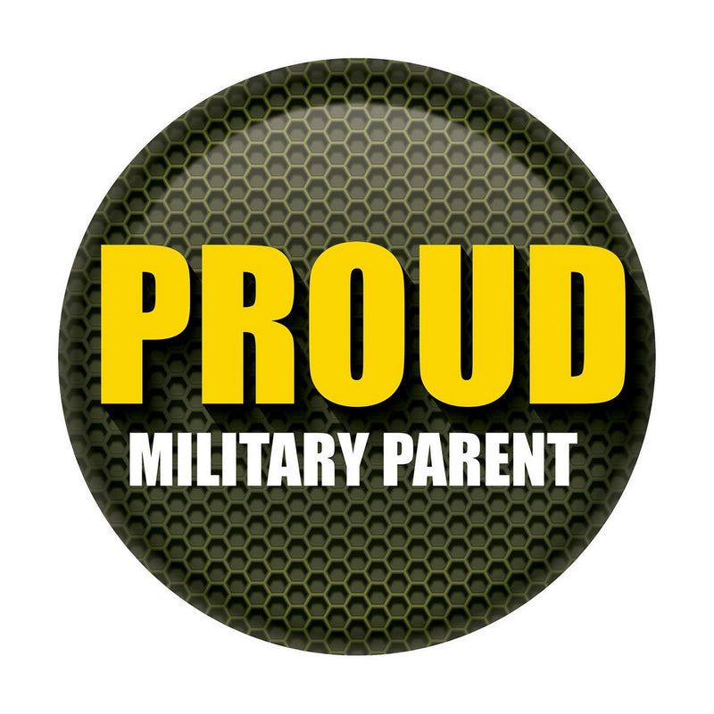Proud Military Parent Button – 2" – (1/Card) by Beistle for Patriotic Printed Buttons
