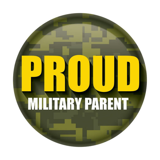 Proud Military Parent Button – 2" – (1/Card) by Beistle for Patriotic Printed Buttons