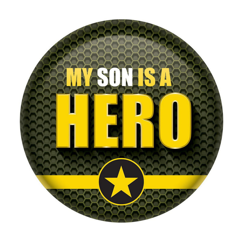 My Son Is A Hero Button – 2" – (1/Card) by Beistle for Patriotic Printed Buttons