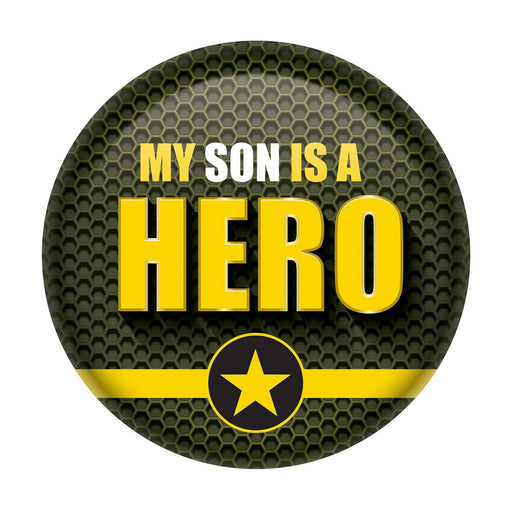 My Son Is A Hero Button – 2" – (1/Card) by Beistle for Patriotic Printed Buttons