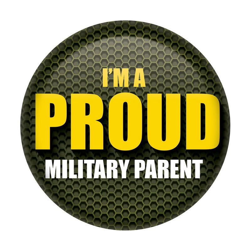 I'm A Proud Military Parent Button – 2" – (1/Card) by Beistle for Patriotic Printed Buttons