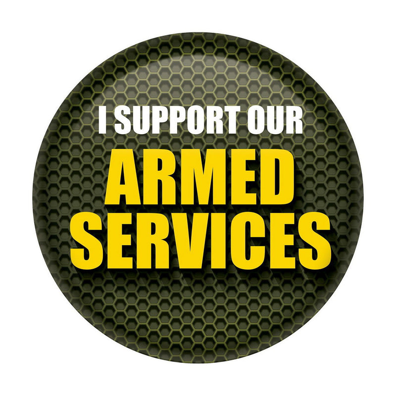 I Support Our Armed Services – 2" – (1/Card) by Beistle for Patriotic Printed Buttons