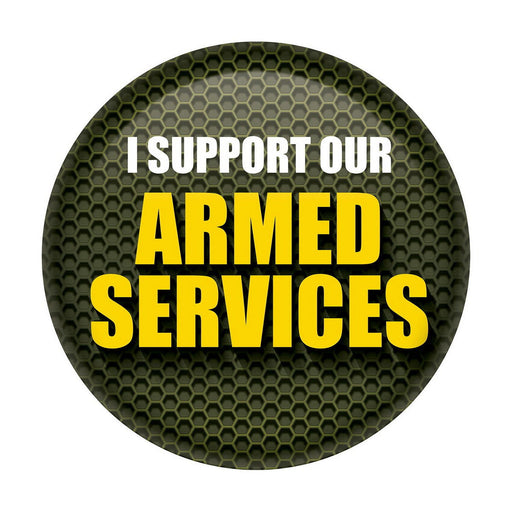 I Support Our Armed Services – 2" – (1/Card) by Beistle for Patriotic Printed Buttons