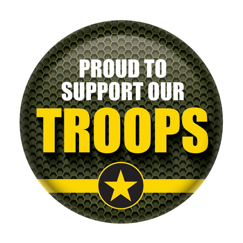 Proud To Support Our Troops Button – 2" – (1/Card) by Beistle for Patriotic Printed Buttons