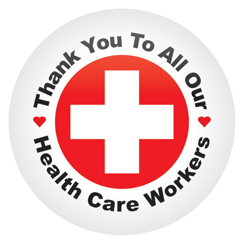 TY To All Our Health Care Workers Button – 2" – (1/Card) by Beistle for Patriotic Printed Buttons