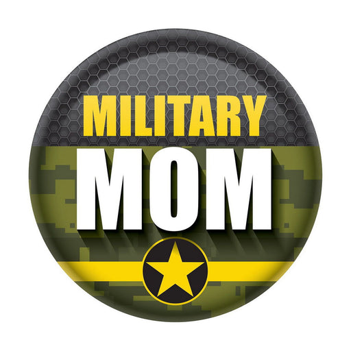 Military Mom Button – 2" – (1/Card) by Beistle for Patriotic Printed Buttons