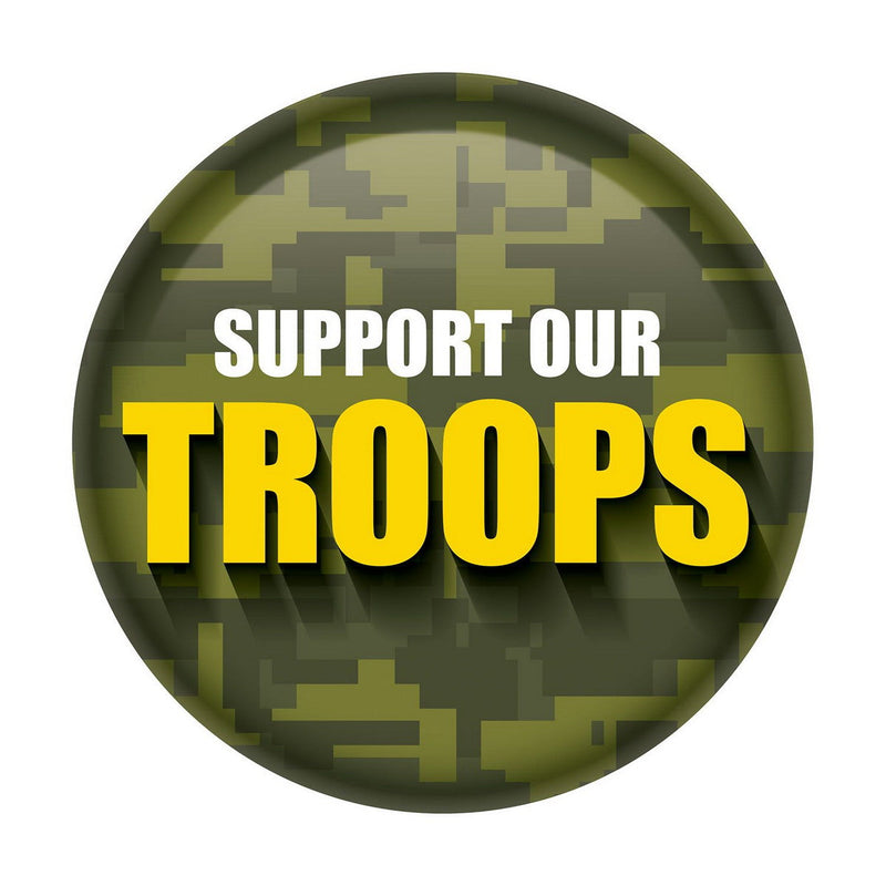 Support Our Troops Button – 2" – (1/Card) by Beistle for Patriotic Printed Buttons