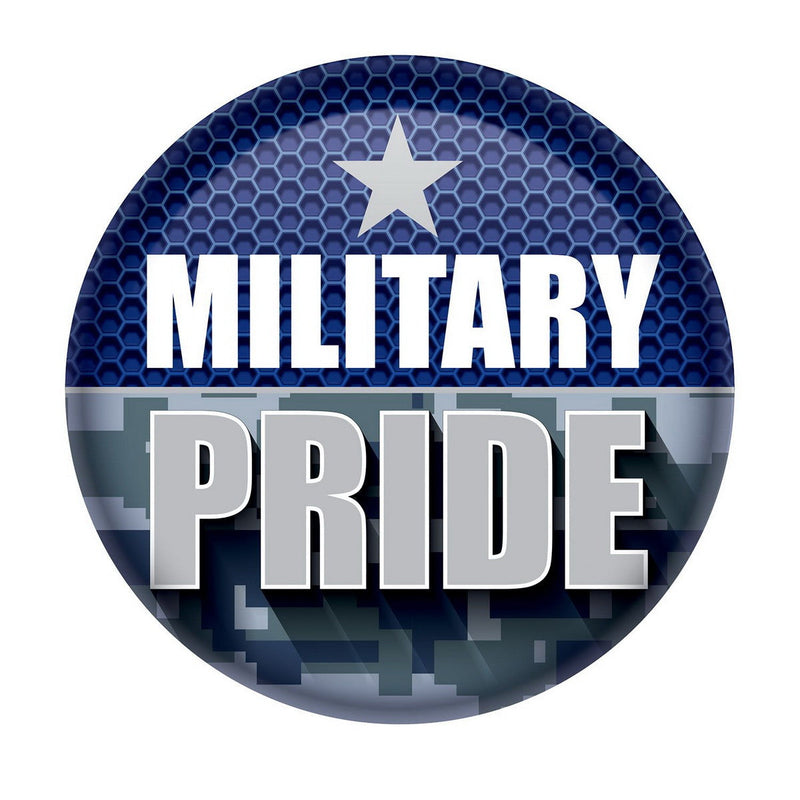 Military Pride Button – 2" – (1/Card) by Beistle for Patriotic Printed Buttons