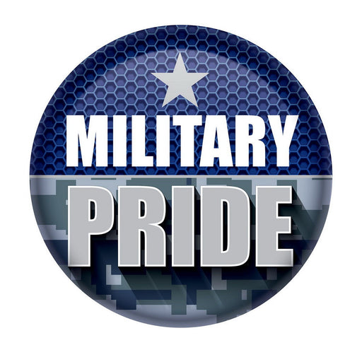 Military Pride Button – 2" – (1/Card) by Beistle for Patriotic Printed Buttons