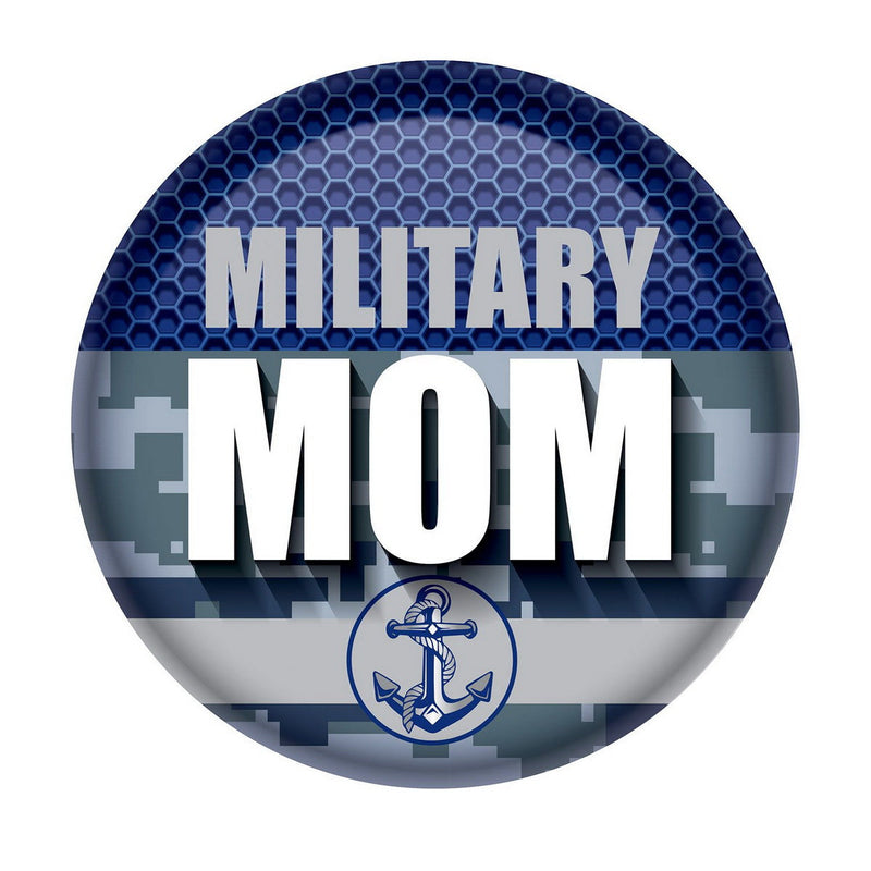 Military Mom Button – 2" – (1/Card) by Beistle for Patriotic Printed Buttons