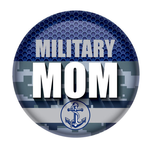 Military Mom Button – 2" – (1/Card) by Beistle for Patriotic Printed Buttons