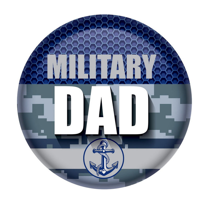 Military Dad Button – 2" – (1/Card) by Beistle for Patriotic Printed Buttons