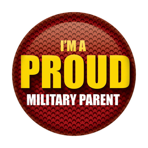 I'm A Proud Military Parent Button – 2" – (1/Card) by Beistle for Patriotic Printed Buttons