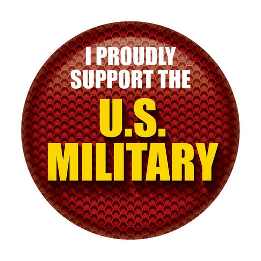 I Proudly Support The US Military Button – 2" – (1/Card) by Beistle for Patriotic Printed Buttons