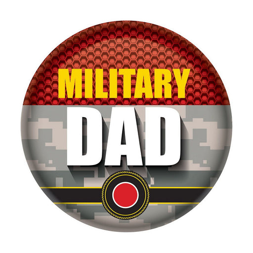 Military Dad Button – 2" – (1/Card) by Beistle for Patriotic Printed Buttons