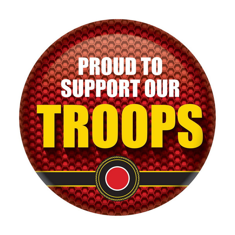 Proud To Support Our Troops Button – 2" – (1/Card) by Beistle for Patriotic Printed Buttons