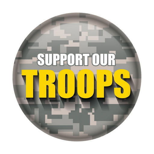 Support Our Troops Button – 2" – (1/Card) by Beistle for Patriotic Printed Buttons