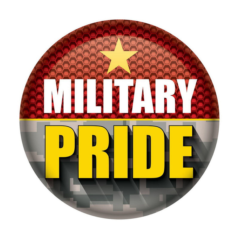 Military Pride Button – 2" – (1/Card) by Beistle for Patriotic Printed Buttons