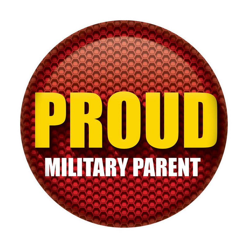 Proud Military Parent Button – 2" – (1/Card) by Beistle for Patriotic Printed Buttons