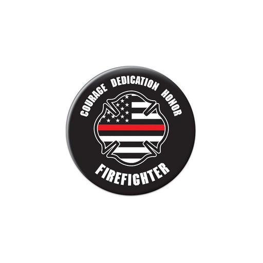 Courage Dedication Honor Firefighter But – 2" – (1/Card) by Beistle for Patriotic Printed Buttons