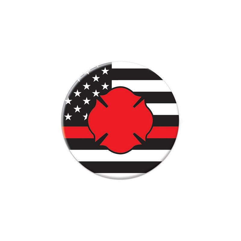 Firefighter Maltese Icon w/Flag Button – 2" – (1/Card) by Beistle for Patriotic Printed Buttons
