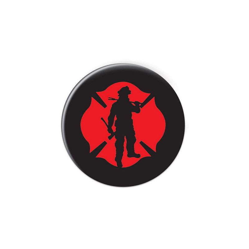 Firefighter w/Maltese Icon Button – 2" – (1/Card) by Beistle for Patriotic Printed Buttons