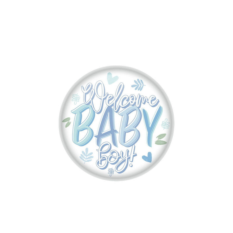 Welcome Baby Boy! Button – 2" – (1/Card) by Beistle for Baby Shower Printed Buttons