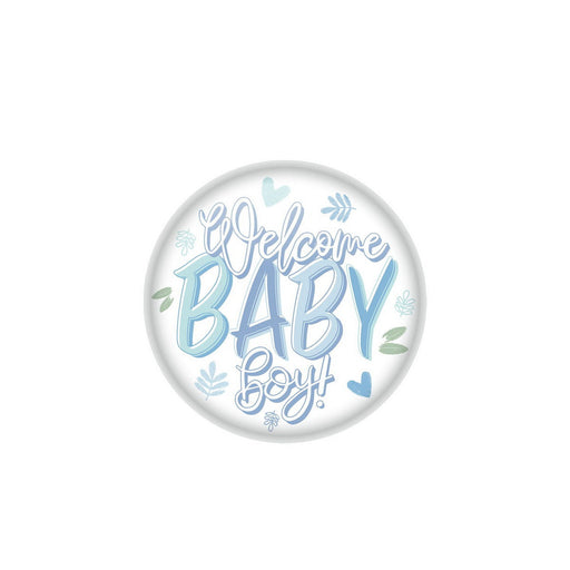 Welcome Baby Boy! Button – 2" – (1/Card) by Beistle for Baby Shower Printed Buttons