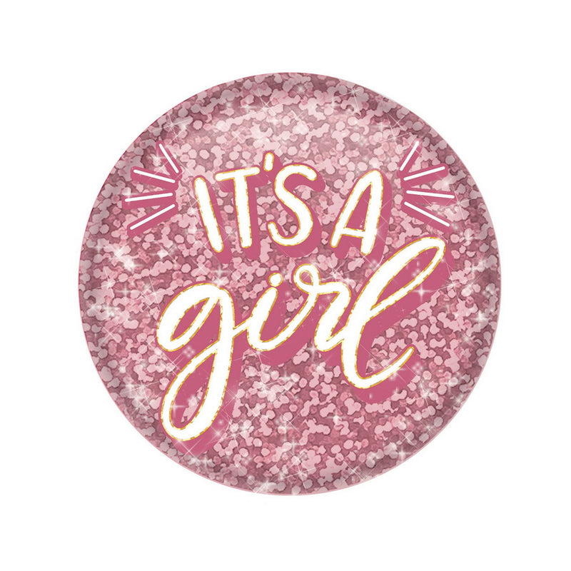 It's A Girl Button – 2" – (1/Card) by Beistle for Baby Shower Printed Buttons
