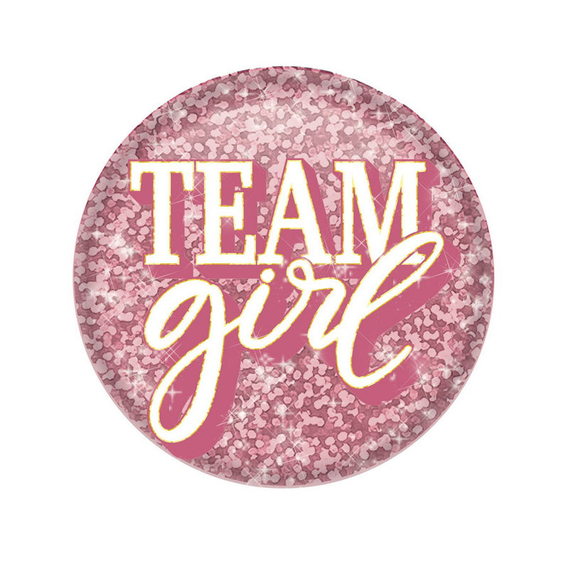 Team Girl Button – 2" – (1/Card) by Beistle for Baby Shower Printed Buttons