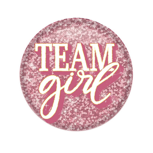 Team Girl Button – 2" – (1/Card) by Beistle for Baby Shower Printed Buttons