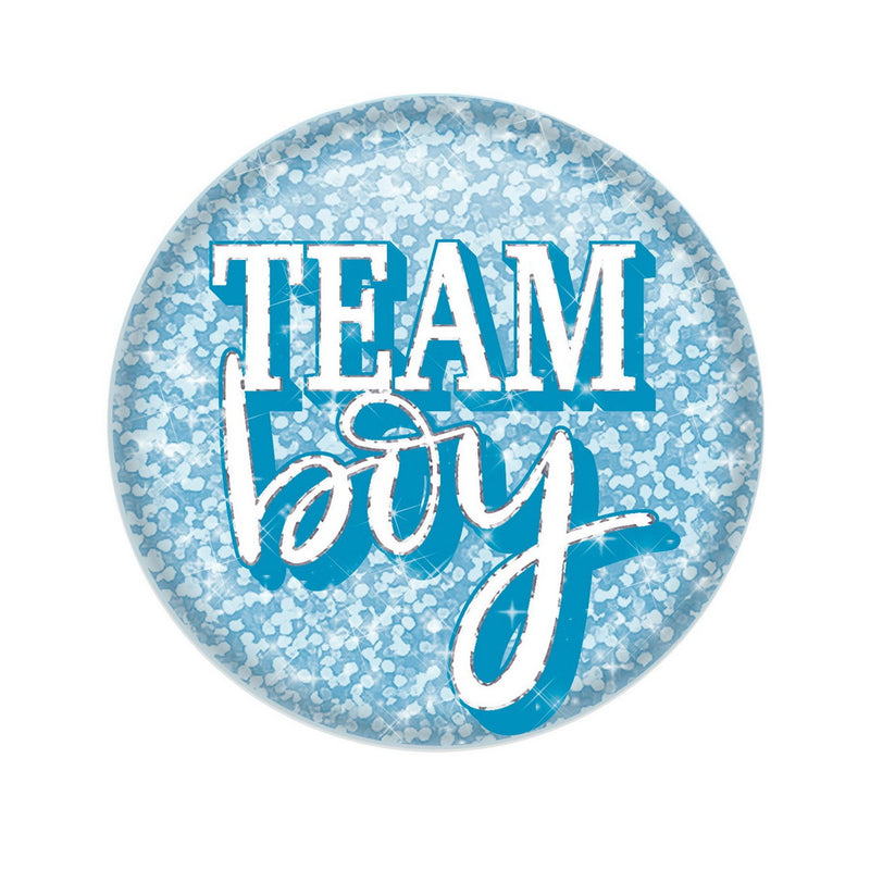 Team Boy Button – 2" – (1/Card) by Beistle for Baby Shower Printed Buttons