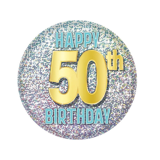50th Birthday Button – 2" – (1/Card) by Beistle for Age-specific birthday Printed Buttons