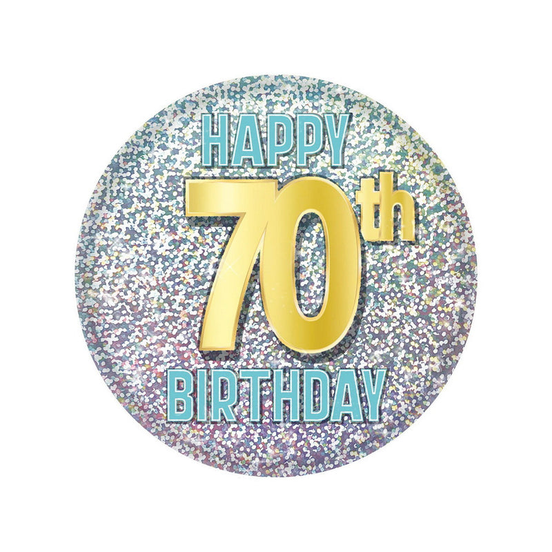 70th Birthday Button – 2" – (1/Card) by Beistle for Age-specific birthday Printed Buttons