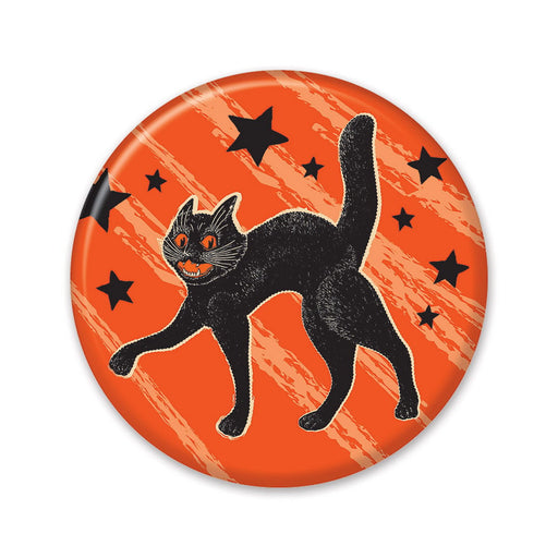 Vintage Halloween Scratch Cat Button – 2" – (1/Card) by Beistle for Halloween-Vintage Printed Buttons