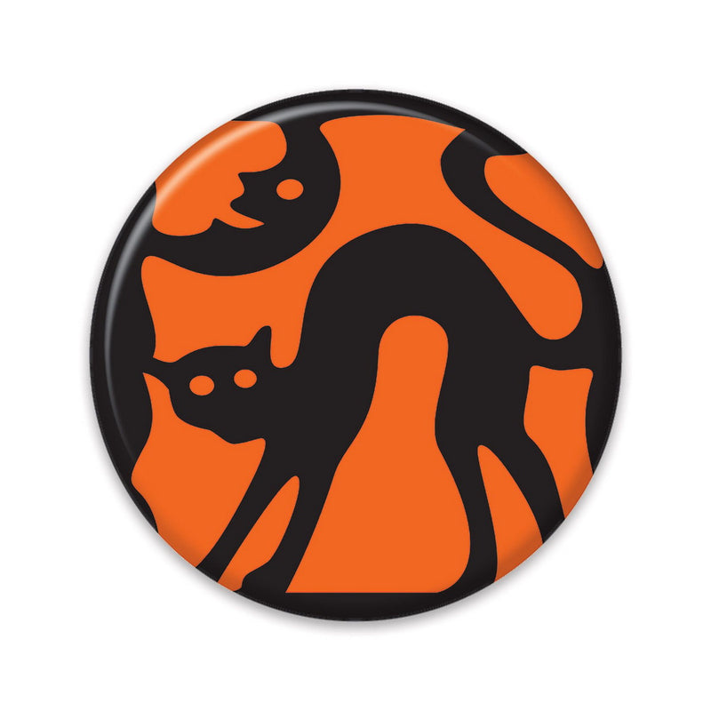 Vintage Halloween Cat Silhouette Button – 2" – (1/Card) by Beistle for Halloween-Vintage Printed Buttons