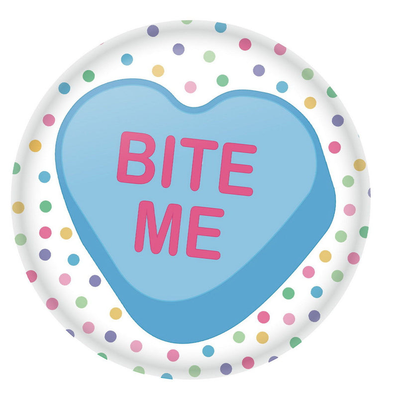 Bite Me Button – 2" – (1/Card) by Beistle for Valentines Printed Buttons