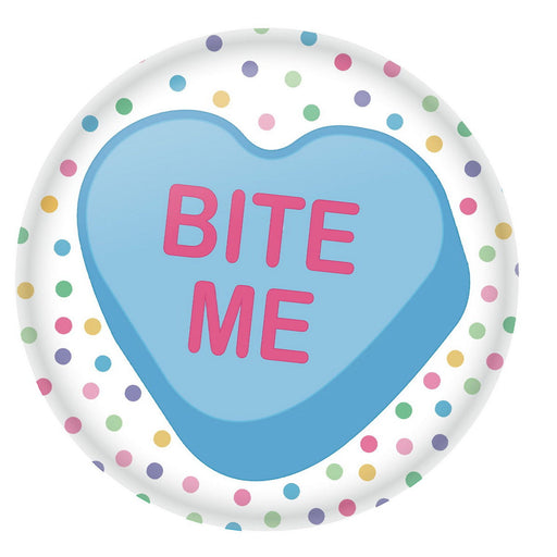 Bite Me Button – 2" – (1/Card) by Beistle for Valentines Printed Buttons