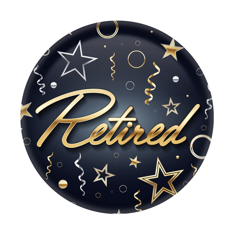 Retired Button – 2" – (1/Card) by Beistle for Retirement Printed Buttons