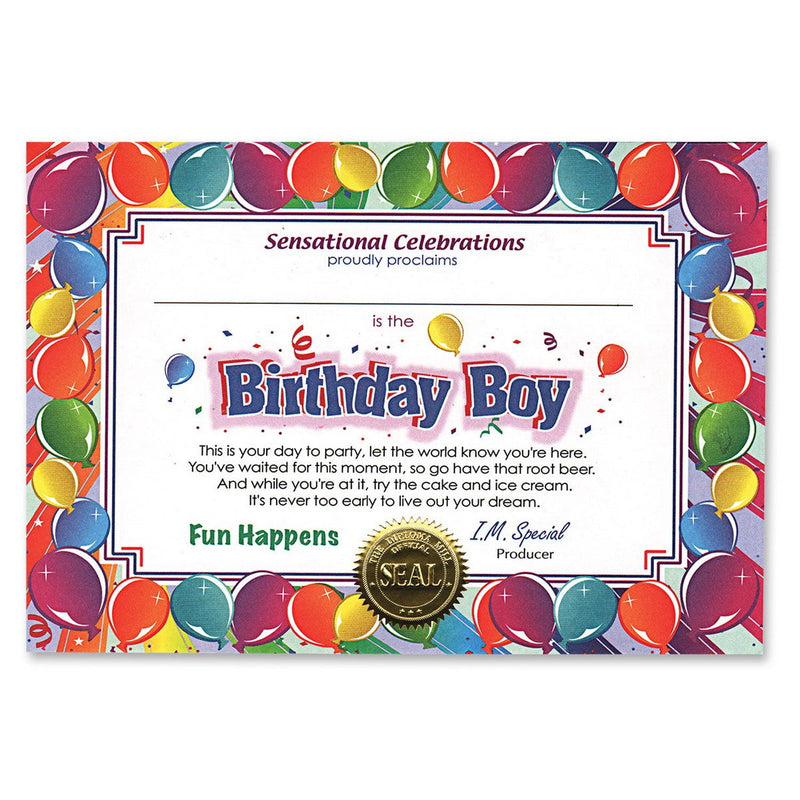 Birthday Boy Certificate – 5" x 7" by Beistle Certificate Greetings