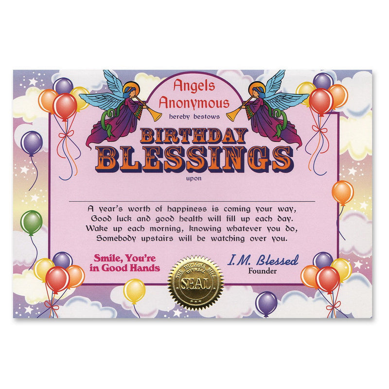 Birthday Blessings Certificate – 5" x 7" by Beistle Certificate Greetings