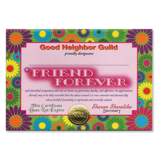 Friend Forever Certificate – 5" x 7" by Beistle for General occasion Certificate Greetings