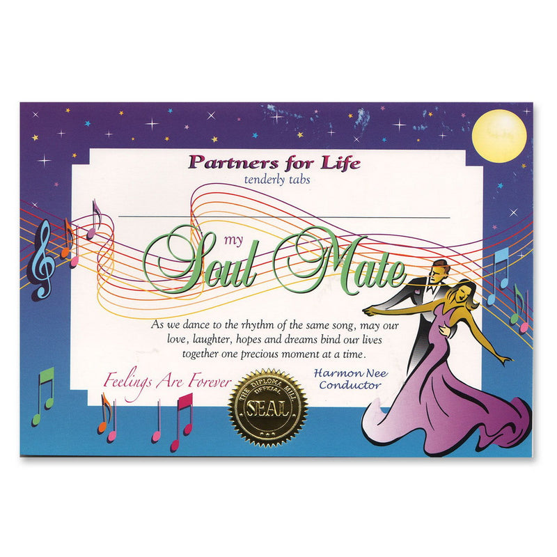 Soul Mate Certificate – 5" x 7" by Beistle for Valentines Certificate Greetings