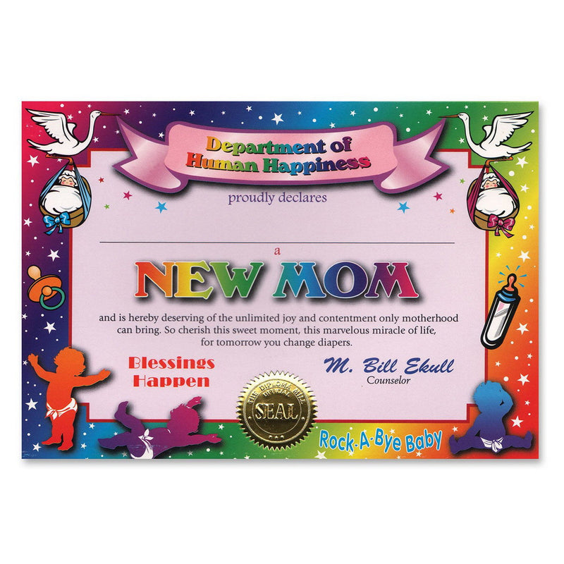 New Mom Certificate – 5" x 7" by Beistle for Baby Shower Certificate Greetings
