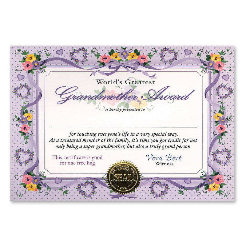 World's Greatest Grandmother Certificate – 5" x 7" by Beistle for Baby Shower Certificate Greetings