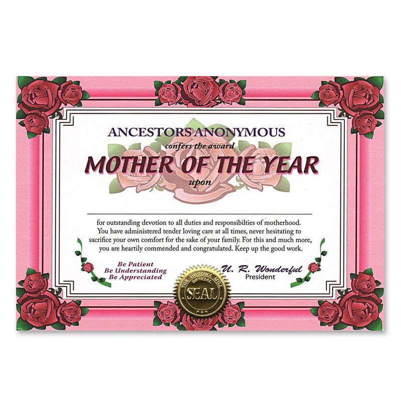 Mother Of The Year Certificate – 5" x 7" by Beistle for Mothers and Fathers Day Certificate Greetings
