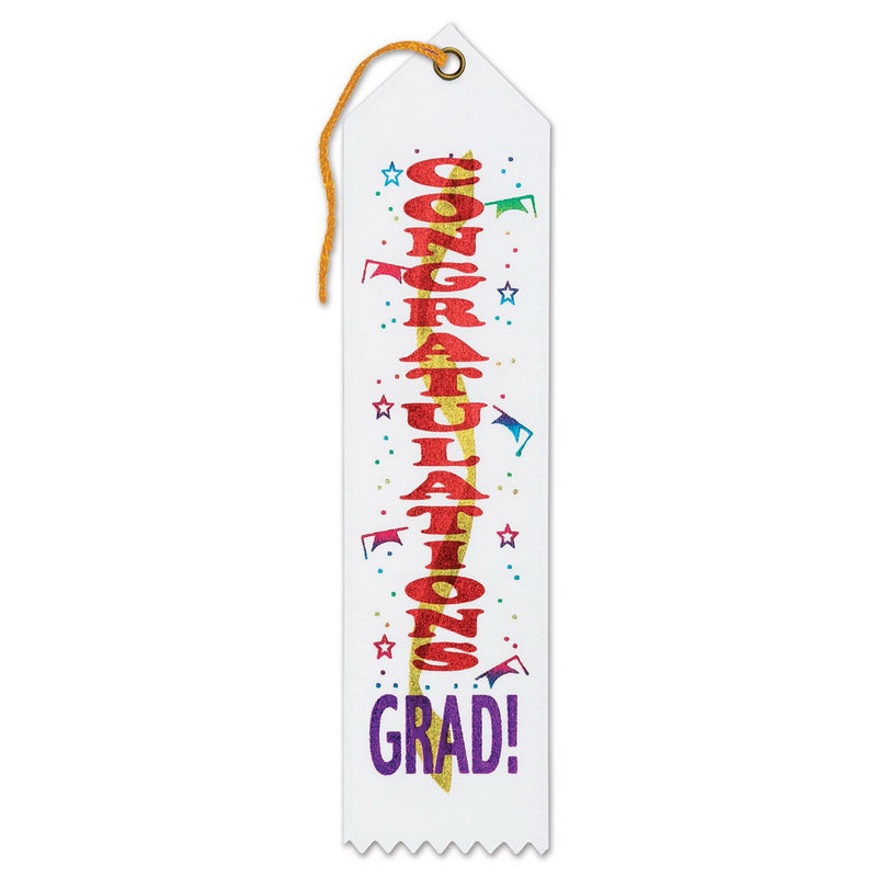 Congratulations Grad! Award Ribbon – 2" x 8" by Beistle for Graduation Award Ribbons
