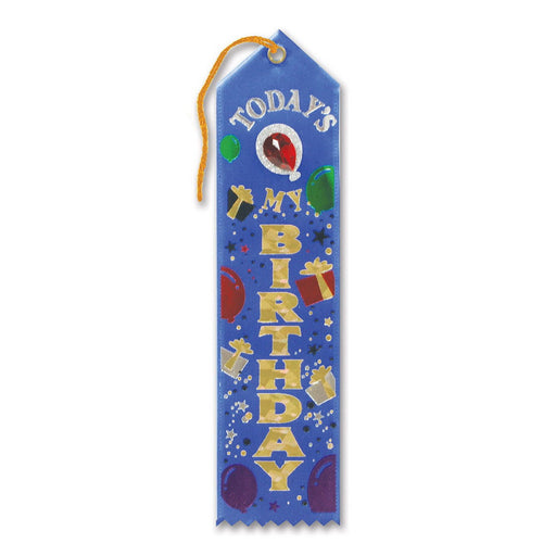 Today's My Birthday Jeweled Ribbon – 2" x 8" by Beistle Award Ribbons