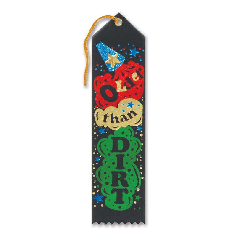 Older Than Dirt Jeweled Ribbon – 2" x 8" by Beistle for Over-The-Hill Award Ribbons