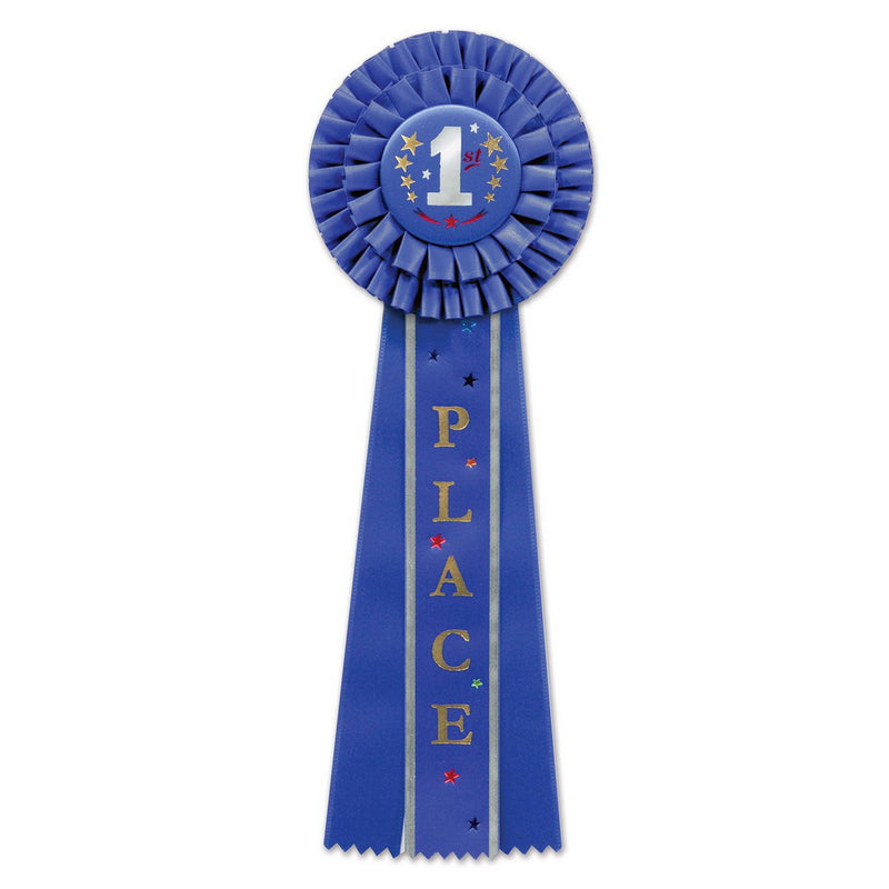 "1st" Place Deluxe Rosette – 4½" x 13½" by Beistle for Sports Deluxe Rosettes